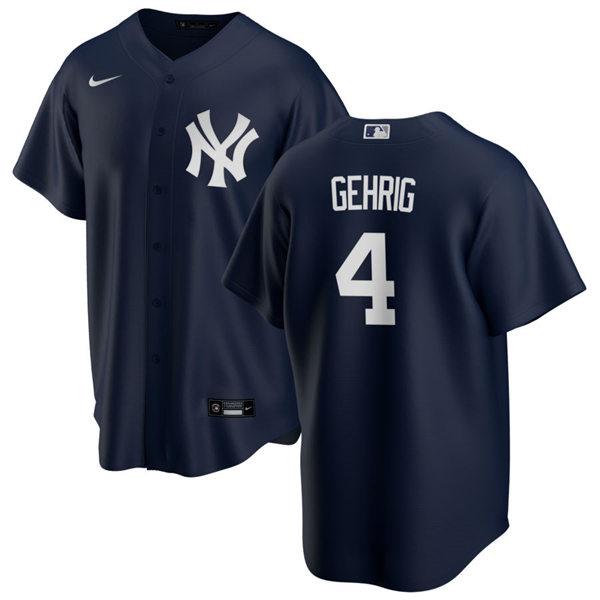 Mens New York Yankees Retired Player #4 Lou Gehrig Nike Navy Alternate Cool Base Jersey