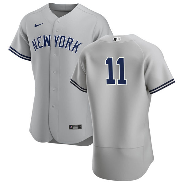 Mens New York Yankees Retired Player #11 Chuck Knoblauch Nike Grey Road FlexBase Game Jersey