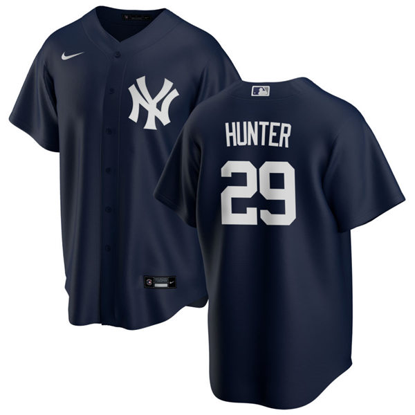 Mens New York Yankees Retired Player #29 Catfish Hunter Nike Navy Alternate Cool Base Jersey