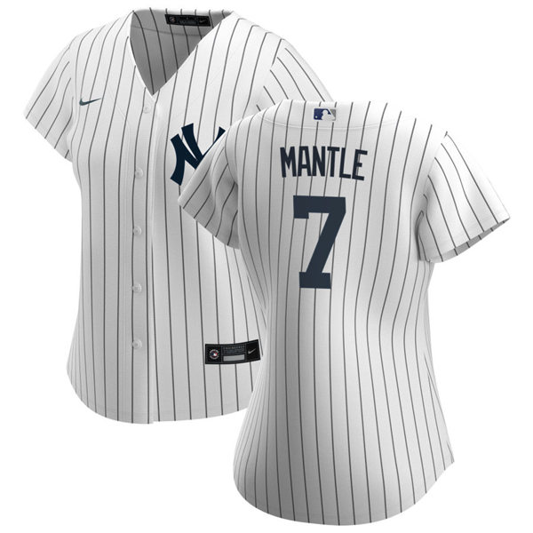Womens New York Yankees Retired Player #7 Mickey Mantle Nike White Home Cool Base Jersey