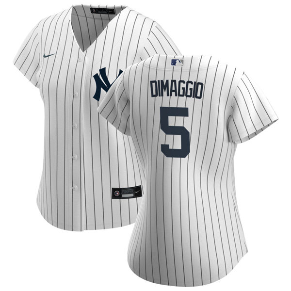 Womens New York Yankees Retired Player #5 Joe DiMaggio Nike White Home Cool Base Jersey