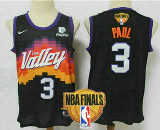Men's Phoenix Suns #3 Chris Paul Black 2021 Finals Patch City Edition NBA Swingman Jersey Men's Phoenix Suns #3 Chris Paul Black 2021 Finals Patch City Edition NBA Swingman Jersey