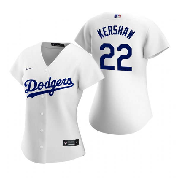 Womens Los Angeles Dodgers #22 Clayton Kershaw Stitched Nike White Home Jersey