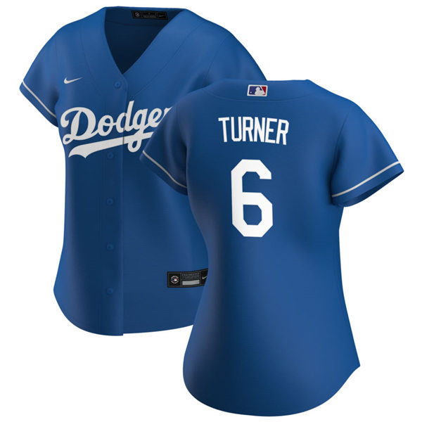 Womens Los Angeles Dodgers #6 Trea Turner Stitched Nike Royal Alternate Jersey