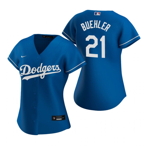 Womens Los Angeles Dodgers #21 Walker Buehler Stitched Nike Royal Alternate Jersey