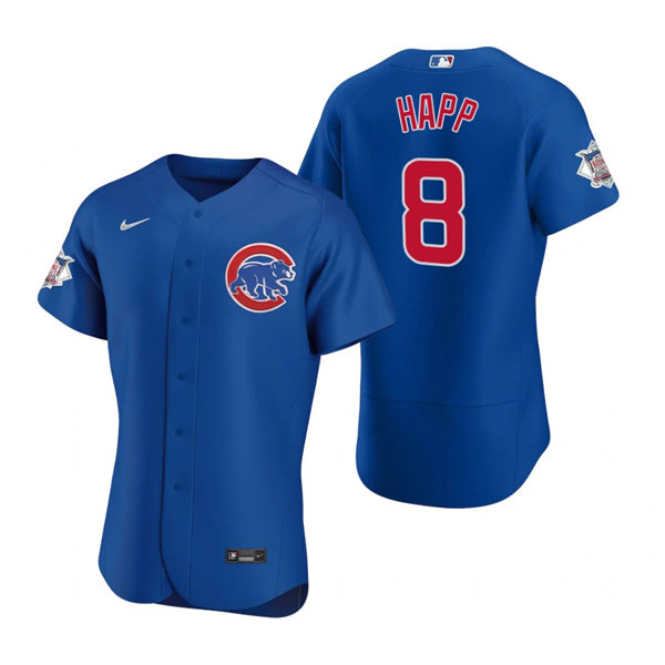 Mens Chicago Cubs #8 Ian Happ Nike Royal Alternate Flex Base Player Baseball Jersey