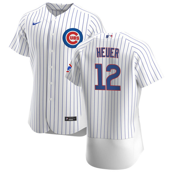Mens Chicago Cubs #12 Codi Heuer Nike White Flex Base Player Baseball Jersey
