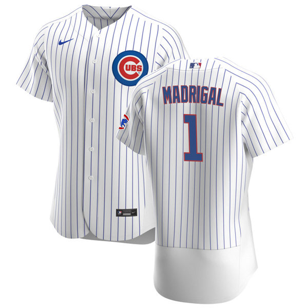 Mens Chicago Cubs #1 Nick Madrigal Nike White Flex Base Player Baseball Jersey