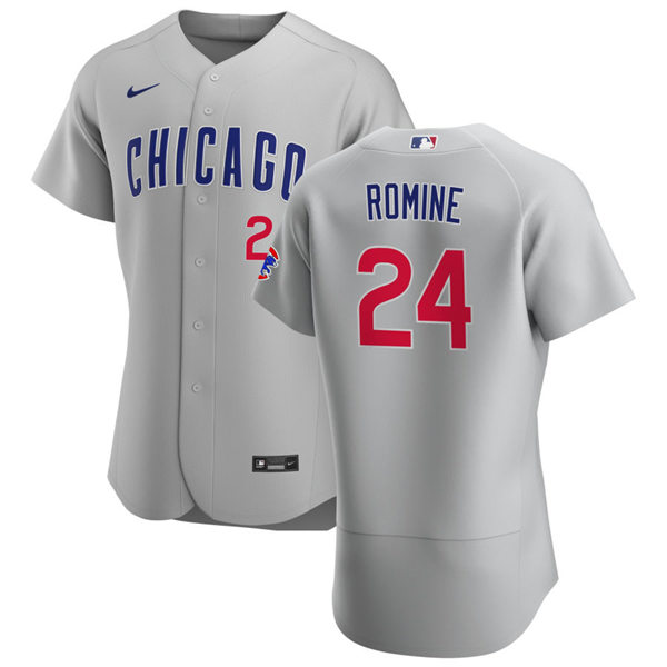 Mens Chicago Cubs #24 Andrew Romine Nike Gray Road Flex Base Player Jersey