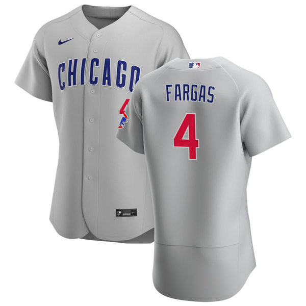 Mens Chicago Cubs #4 Johneshwy Fargas Nike Gray Road Flex Base Player Jersey
