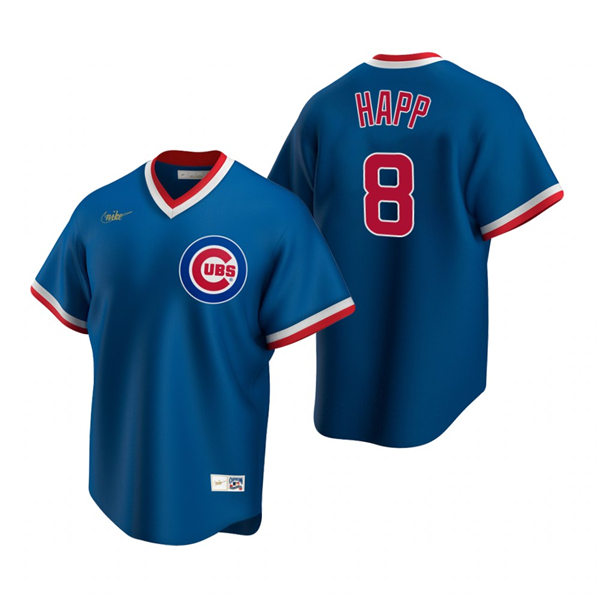 Mens Chicago Cubs #8 Ian Happ Nike Royal Cooperstown Collection Jersey