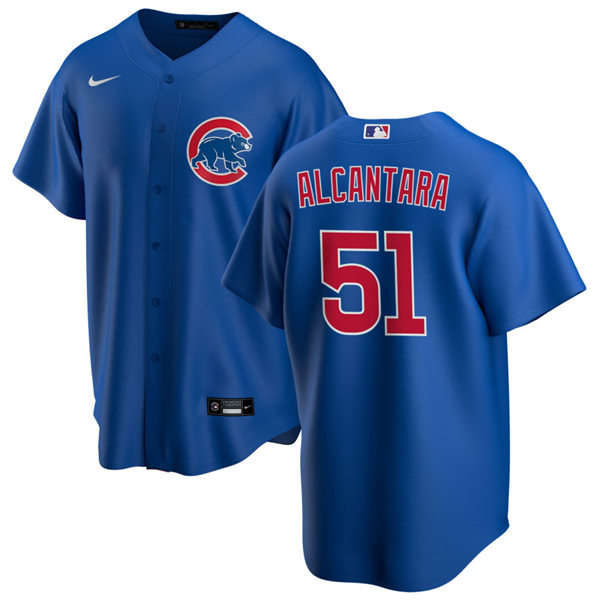 Mens Chicago Cubs #51 Sergio Alcantara Nike Royal Alternate CoolBase Player Baseball Jersey