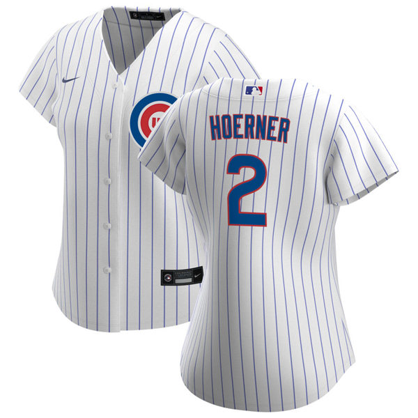 Womens Chicago Cubs #2 Nico Hoerner Nike Home White Jersey Womens Chicago Cubs #2 Nico Hoerner Nike Home White Jersey