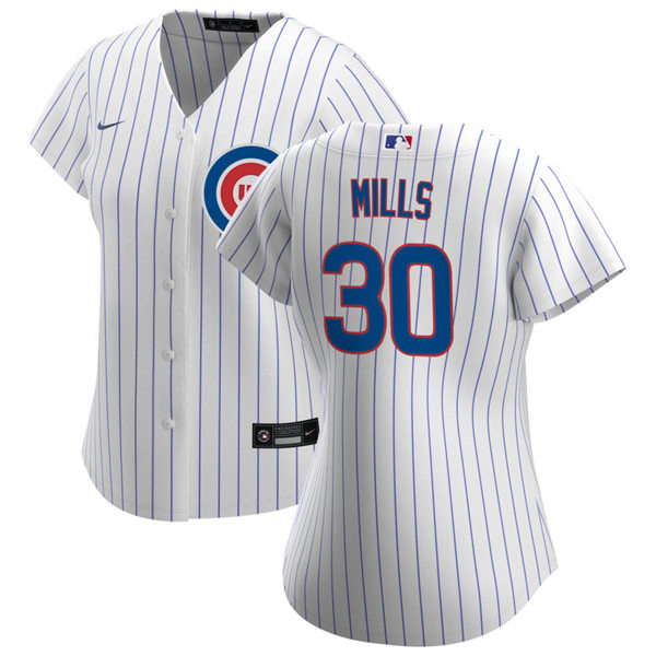 Womens Chicago Cubs #30 Alec Mills Nike Home White Jersey Womens Chicago Cubs #30 Alec Mills Nike Home White Jersey
