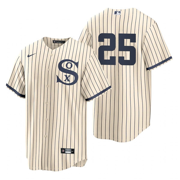 Mens Chicago White Sox #25 Andrew Vaughn Nike White PIN STRIPE 2021 Field of Dreams Jersey Mens Chicago White Sox #25 Andrew Vaughn Nike White PIN STRIPE 2021 Field of Dreams Jersey