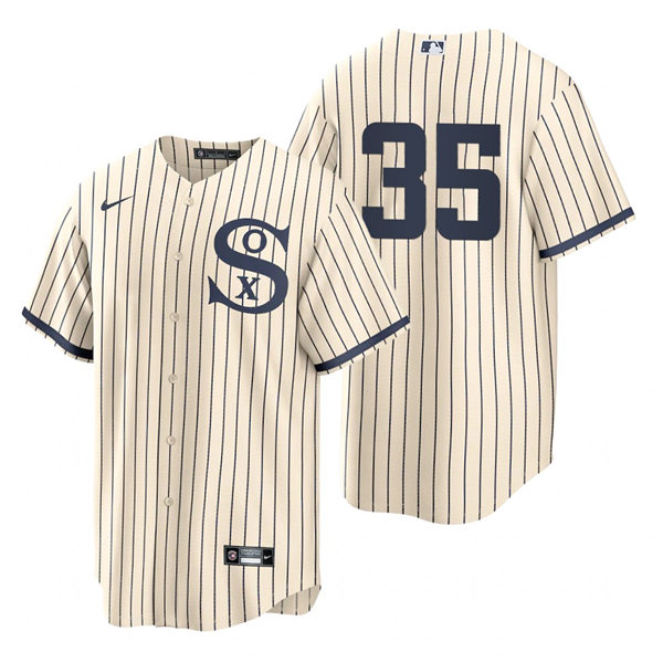 Mens Chicago White Sox #35 Frank Thomas Nike White PIN STRIPE 2021 Field of Dreams Jersey