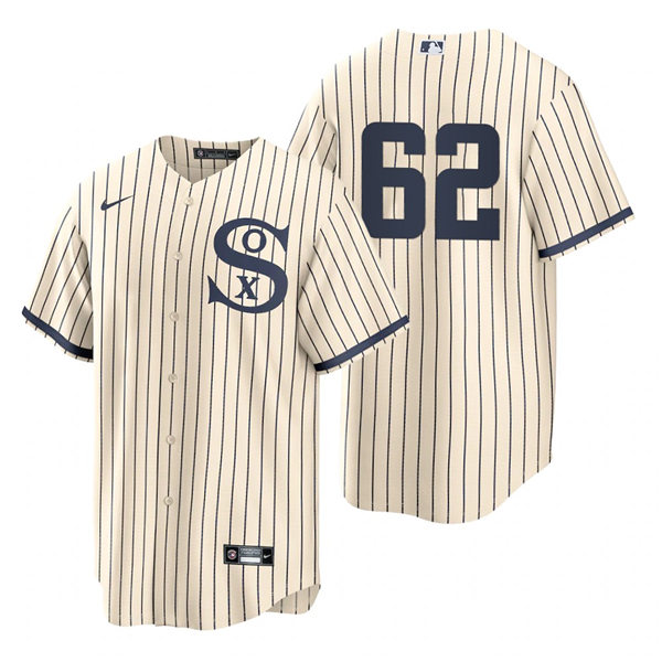 Mens Chicago White Sox #62 Zack Burdi Nike White PIN STRIPE 2021 Field of Dreams Jersey