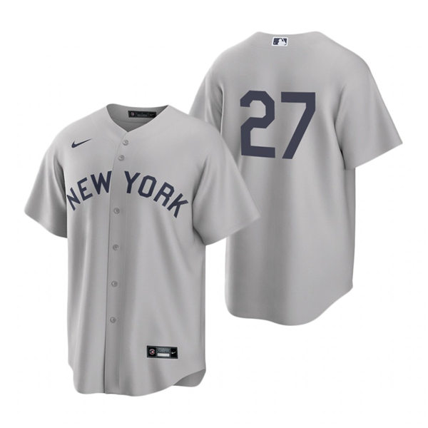 Mens New York Yankees #27 Giancarlo Stanton Nike Gray 2021 Field of Dreams Jersey