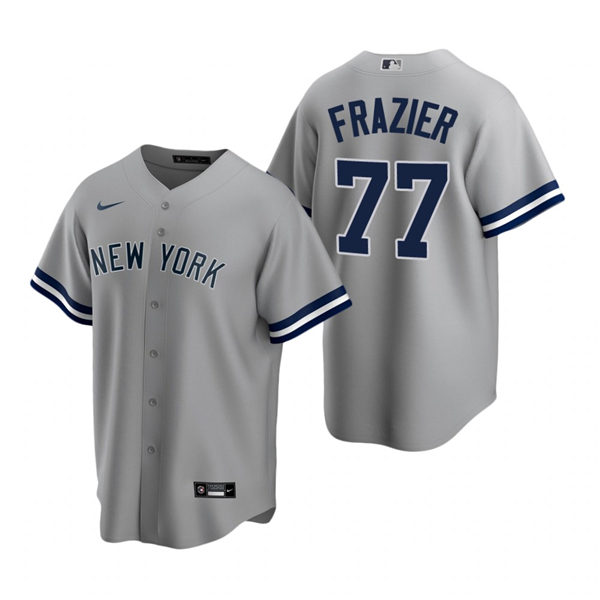 Mens New York Yankees #77 Clint Frazier Nike Grey Road with Name Cool Base Jersey