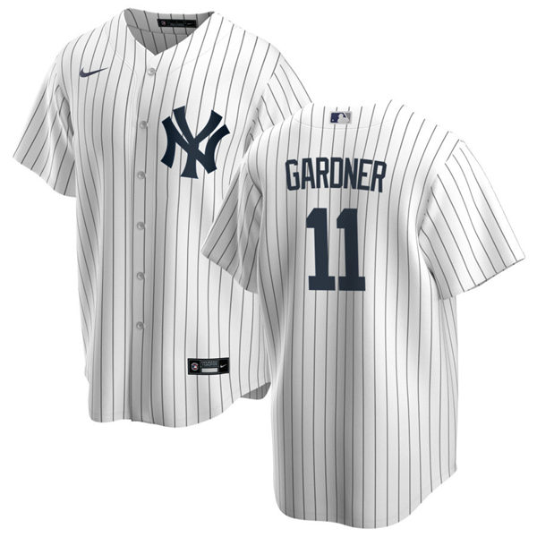 Mens New York Yankees #11 Brett Gardner Nike White Home with Name Cool Base Jersey