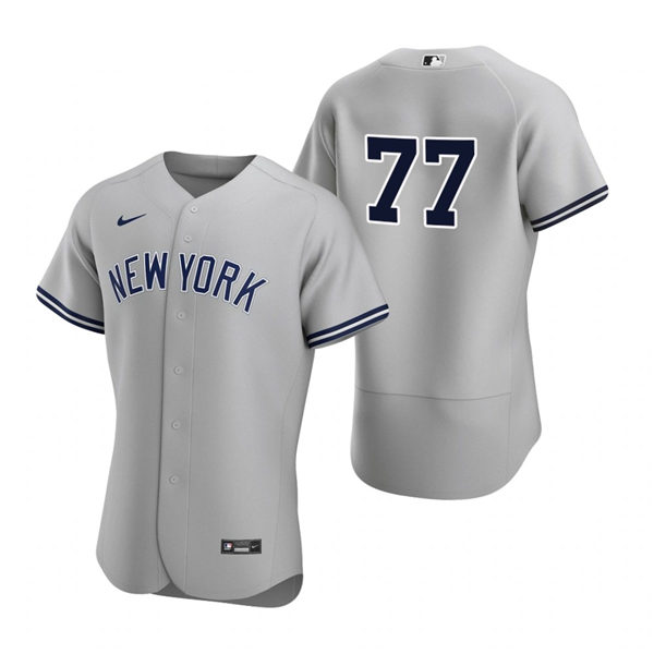 Mens New York Yankees #77 Clint Frazier Nike Grey Road FlexBase Game Jersey