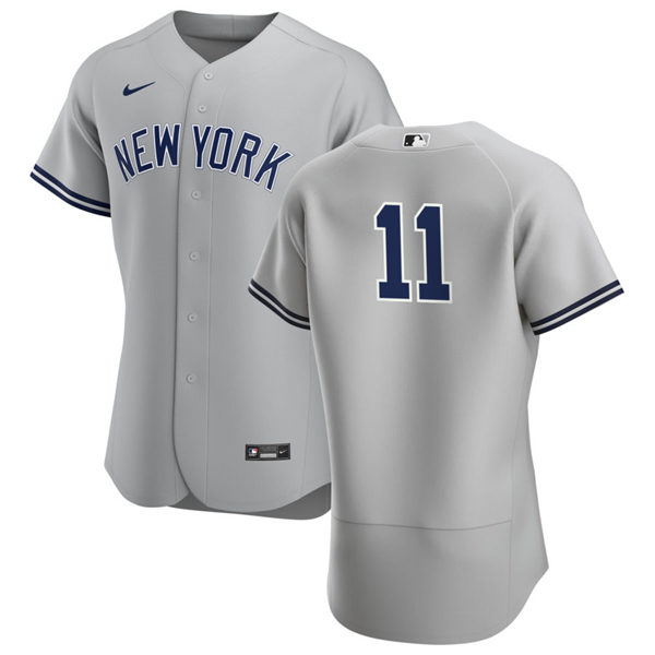 Mens New York Yankees #11 Brett Gardner Nike Grey Road FlexBase Game Jersey