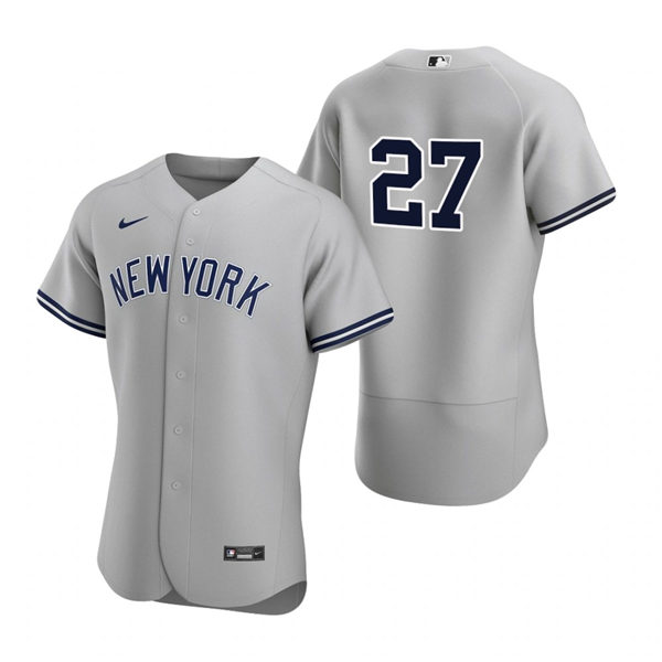 Mens New York Yankees #27 Giancarlo Stanton Nike Grey Road FlexBase Game Jersey