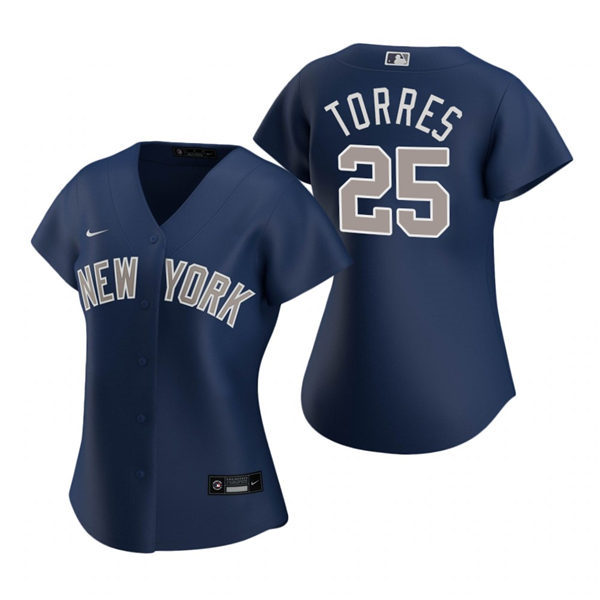 Womens New York Yankees #25 Gleyber Torres Nike Navy Alternate With Name Cool Base Jersey Womens New York Yankees #25 Gleyber Torres Nike Navy Alternate With Name Cool Base Jersey
