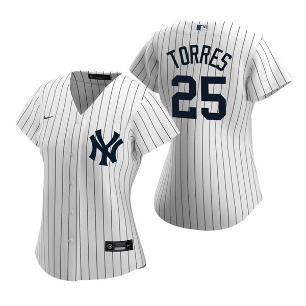 Womens New York Yankees #25 Gleyber Torres Nike White Home With Name Jersey