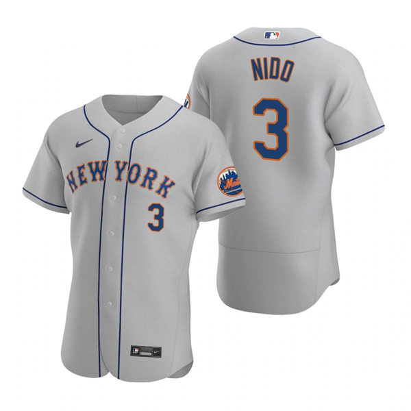 Mens New York Mets #3 Tomas Nido Nike Gray Road FlexBase Jersey