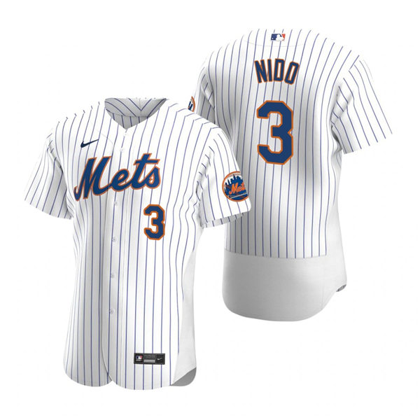 Mens New York Mets #3 Tomas Nido Nike Home White Pinstripe FlexBase Jersey