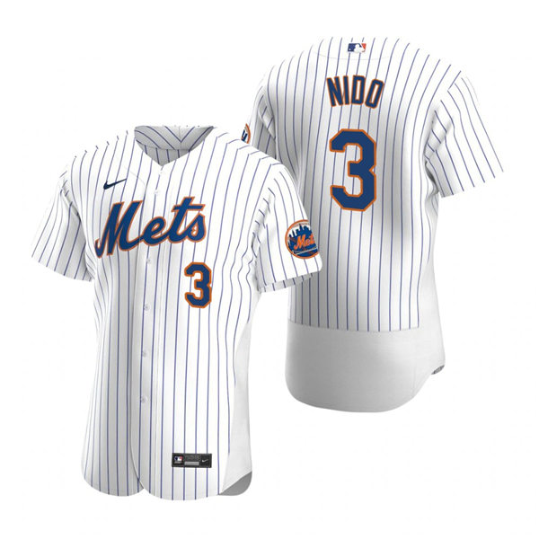 Mens New York Mets #3 Tomas Nido Nike Home White Pinstripe FlexBase Jersey Mens New York Mets #3 Tomas Nido Nike Home White Pinstripe FlexBase Jersey