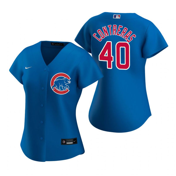 Women Chicago Cubs #40 Willson Contreras Nike Royal Alternate Jersey