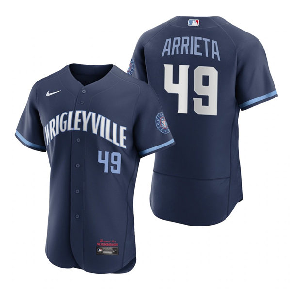 Mens Chicago Cubs #49 Jake Arrieta Nike Navy 2021 Chicago City Connect Jersey