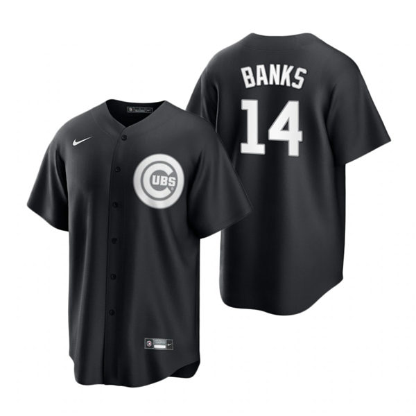 Mens Chicago Cubs #14 Ernie Banks Nike 2021 Black Fashion Jersey