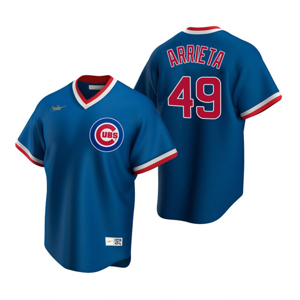 Mens Chicago Cubs #49 Jake Arrieta Nike Royal Blue Pullover Cooperstown Baseball Jersey