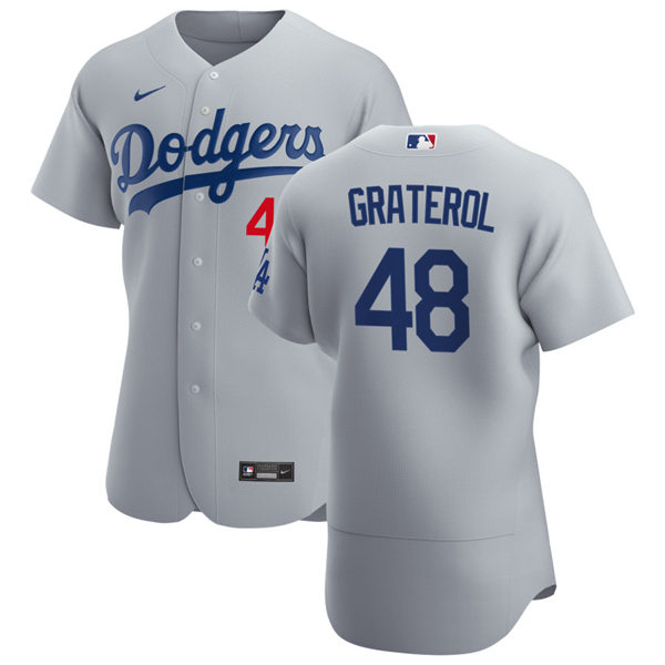 Mens Los Angeles Dodgers #48 Brusdar Graterol Nike Grey Road FlexBase Jersey