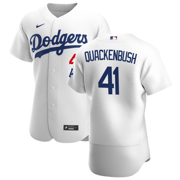 Mens Los Angeles Dodgers #41 Kevin Quackenbush Nike White Home FlexBase Jersey