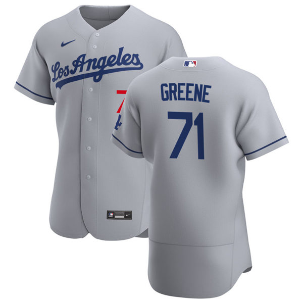Mens Los Angeles Dodgers #71 Conner Greene Nike Grey Los Angeles FlexBase Jersey