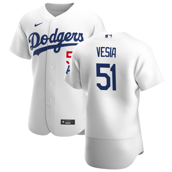Mens Los Angeles Dodgers #51 Alex Vesia Nike White Home FlexBase Jersey