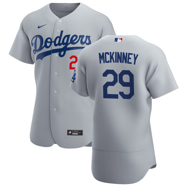 Mens Los Angeles Dodgers #29 Billy McKinney Nike Grey Road FlexBase Jersey