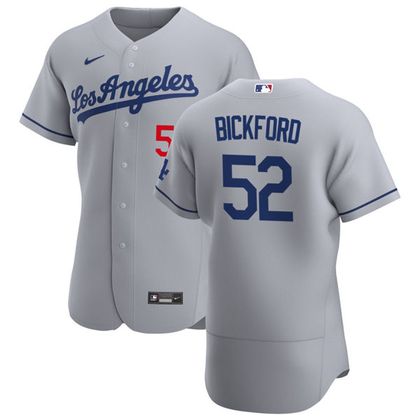 Mens Los Angeles Dodgers #52 Phil Bickford Nike Grey Road FlexBase Jersey
