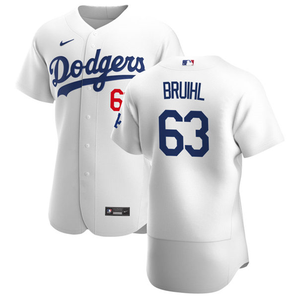 Mens Los Angeles Dodgers #63 Justin Bruihl Nike White Home FlexBase Jersey Mens Los Angeles Dodgers #63 Justin Bruihl Nike White Home FlexBase Jersey