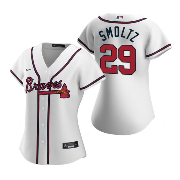 Womens Atlanta Braves Retired Player #29 John Smoltz Nike Home White Cool Base Jersey
