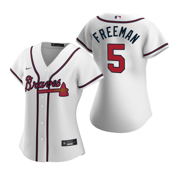 Womens Atlanta Braves #5 Freddie Freeman Nike Home White Cool Base Jersey