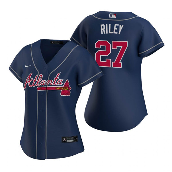 Womens Atlanta Braves #27 Austin Riley Nike Navy Alternate Cool Base Jersey