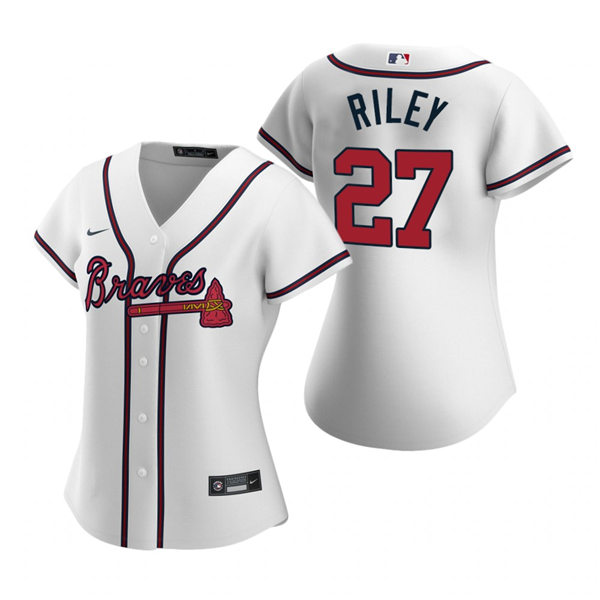 Womens Atlanta Braves #27 Austin Riley Nike Home White Cool Base Jersey