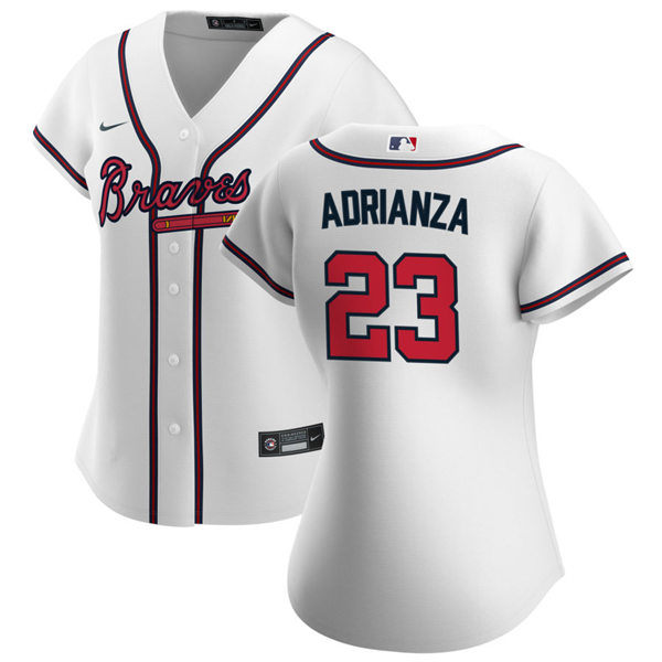 Womens Atlanta Braves #23 Ehire Adrianza Nike Home White Cool Base Jersey