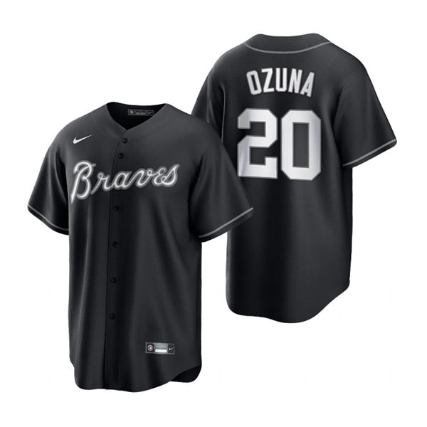 Mens Atlanta Braves #20 Marcell Ozuna Nike Stitched 2021 Black Fashion Jersey