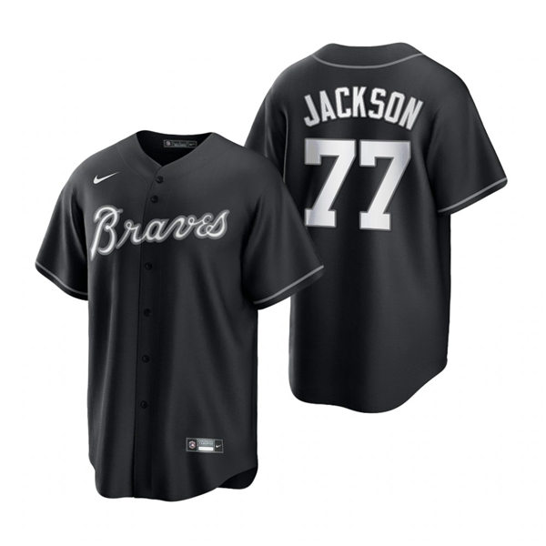 Mens Atlanta Braves #77 Luke Jackson Nike Stitched 2021 Black Fashion Jersey